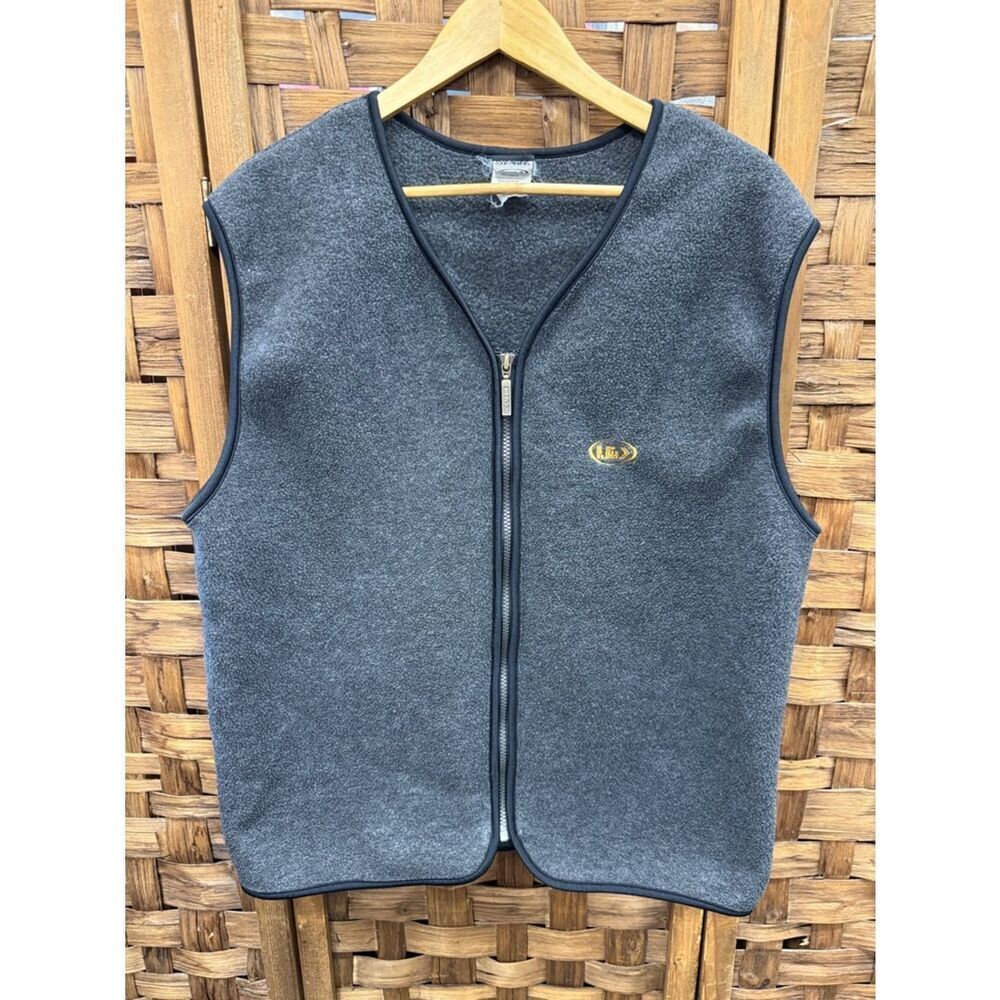 Men's Charcoal Zip-Up Fleece Vest with Subtle Logo